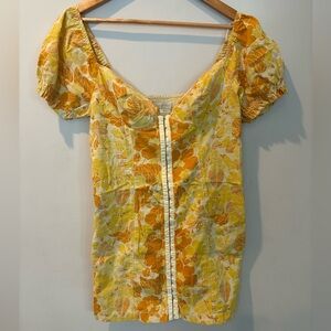 Urban Outfitters Yellow and Orange Floral Mini Dress